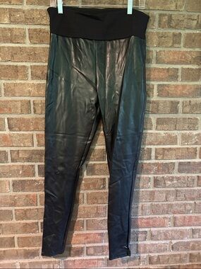 Assets By Spanx Black Faux Leather Plus Leggings - 1X